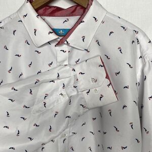 CHRISTIAN AUJARD Shirt Sailboat Nautical Button Front Long Sleeve Mens 2XL White